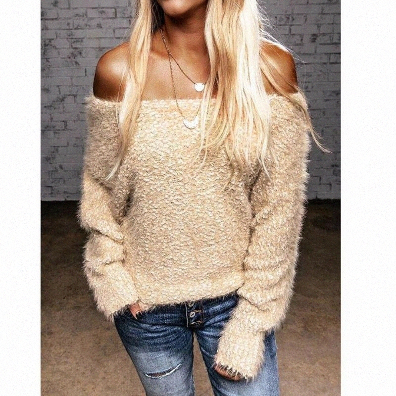 Chemises de chemisiers pour femmes Goocheer Arrivée d'hiver Femmes à l'épaule Blouse à manches longue dames Solide Pulls élégants élégants chics