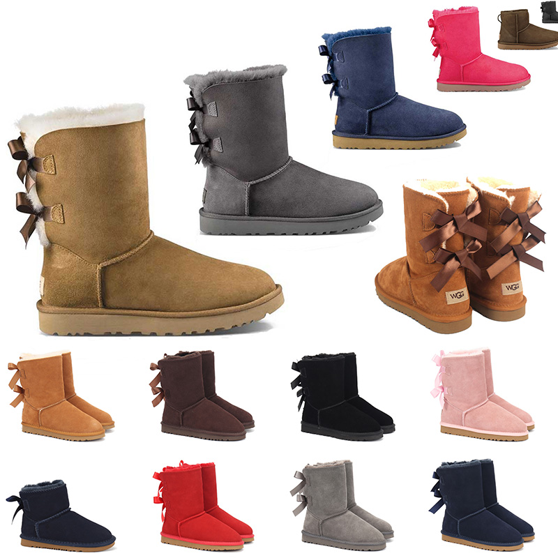 

new quality classic designer australia women snow boots hotselling satin boots chestnut booties ankle short bow fur boot winter 36-41, A1 1 mini bailey bow
