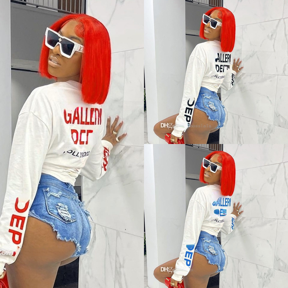 

Womens Long Sleeve T-shirt Autumn Clothing 2022 New Fashion Letter Printed Loose Round Neck Tee, White