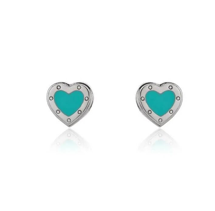 

Charm Stud Earrings Designer Luxury Orecchini Aretes Cjeweler for Mens Womens S925 Sterling Silver Love Ear Girls Temperament Match Blue Enamel Heart Ear ornaments
