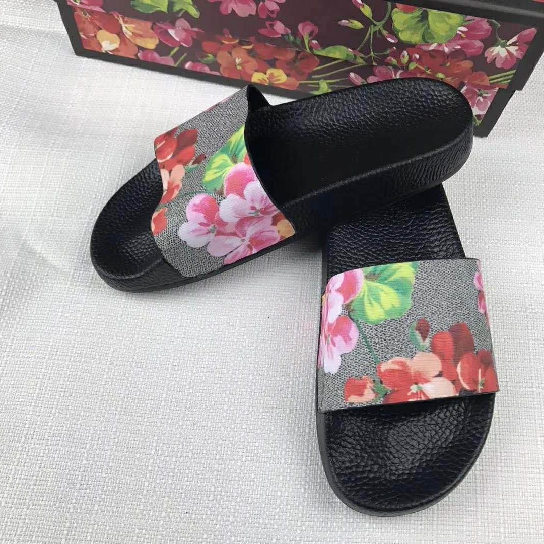 Taille 36-45 Designers Pantoufles Pour Hommes Femmes Diapositives Florales Plate-forme Sandales En Caoutchouc Brocart Diapositives Mules Tongs Ch