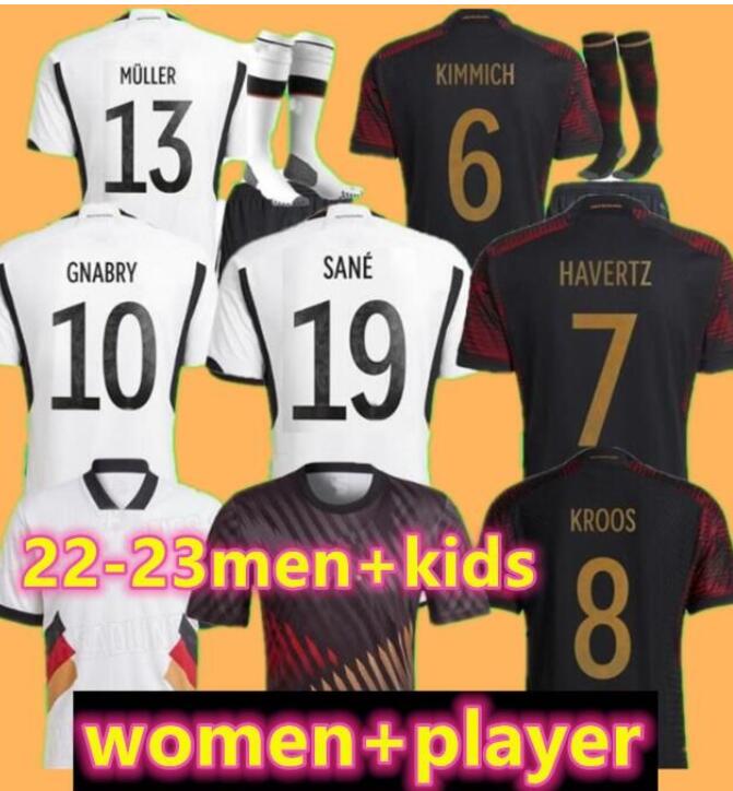 

2022 SANE Soccer Jerseys Germanies HUMMELS KROOS WERNER MULLER retro Football shirt Gnabry REUS MUSIALA 22 23 men kids kit long sleeve women uniform Player versoin, Adult away