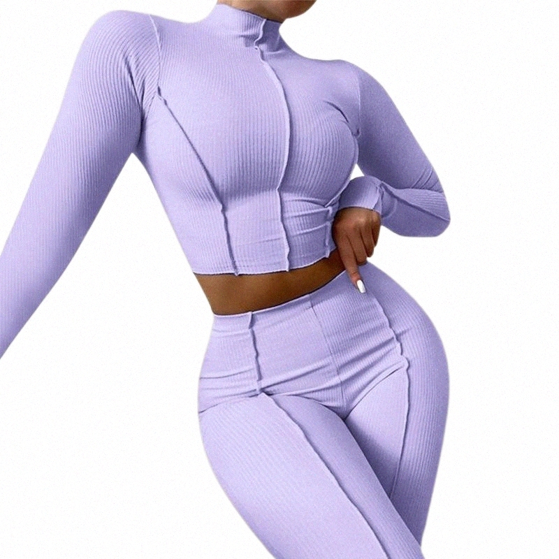 Women's Tracksuits women's Tracksuits Pants Suits For Women Formal Women's Workout Outfits Sexy Long Sleeve Crop Top High Waist Of-image-801609994