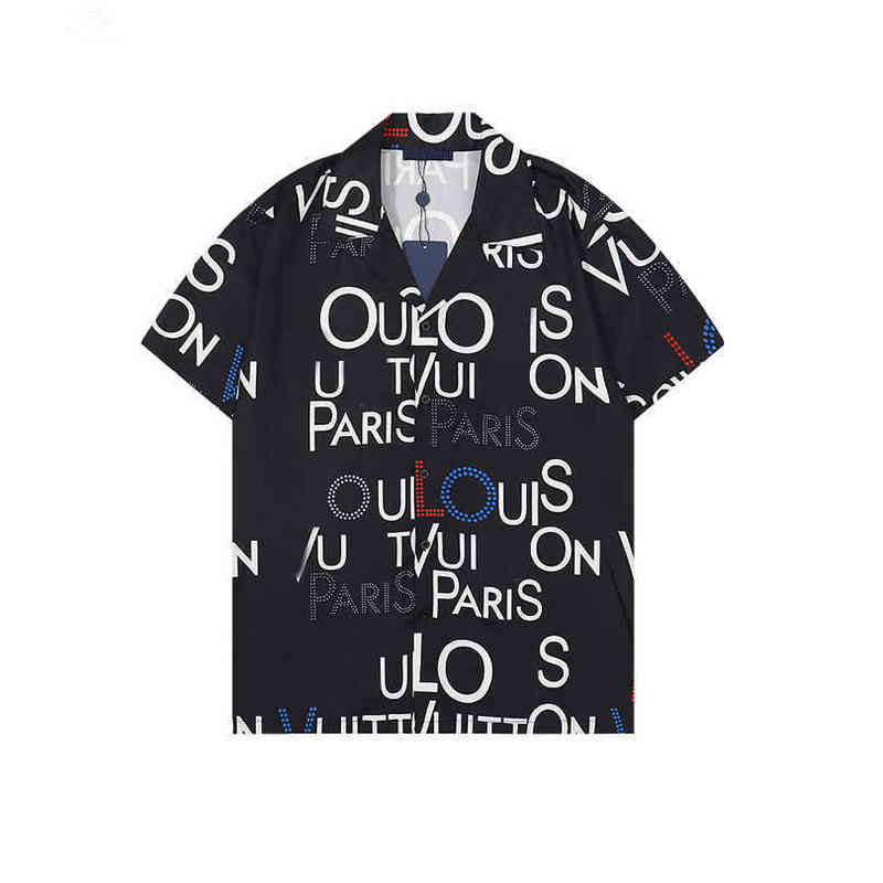 

Men's Casual Shirts 22ss Luxury Designer Shirts Mens Fashion Geometric classic print black bowling shirt Hawaii Floral Casual Shirts Men Slim Fit Short Sleeve, Customize