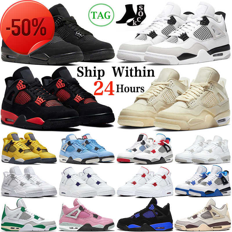 

Basketball Shoes Jumpman 4 4s Mens Military Black Cat White Oreo Bred Sail Red Thunder University Blue Motorsports Cactus Jack men women, Item#28