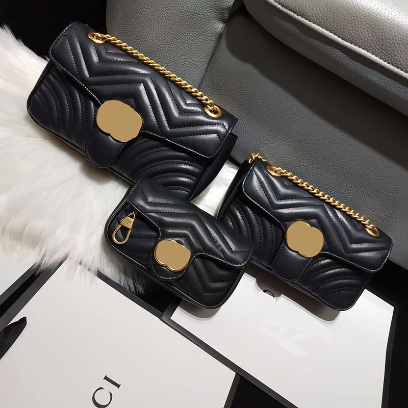 

Luxurys designer bag leather classic handbag Marmont bag fashion Chains single shoulder Crossbody women's messenger bags Purse Wallet 446744 with box, Dark grey