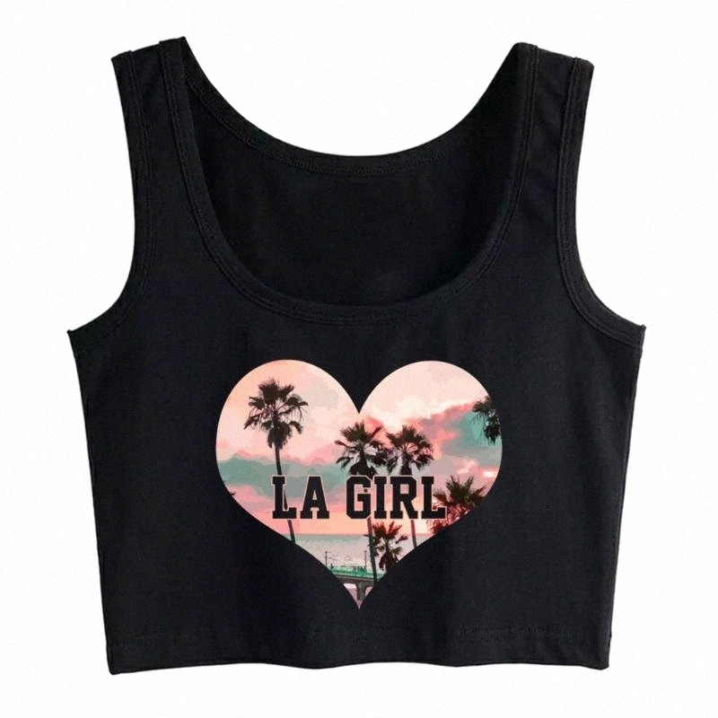 Women's Tanks & Camis women's Tanks & Camis Boho Crop Top La Girl Vintage Los Angeles California Funny Cotton Y2k Tops Womens Blusas Mu-image-801608980