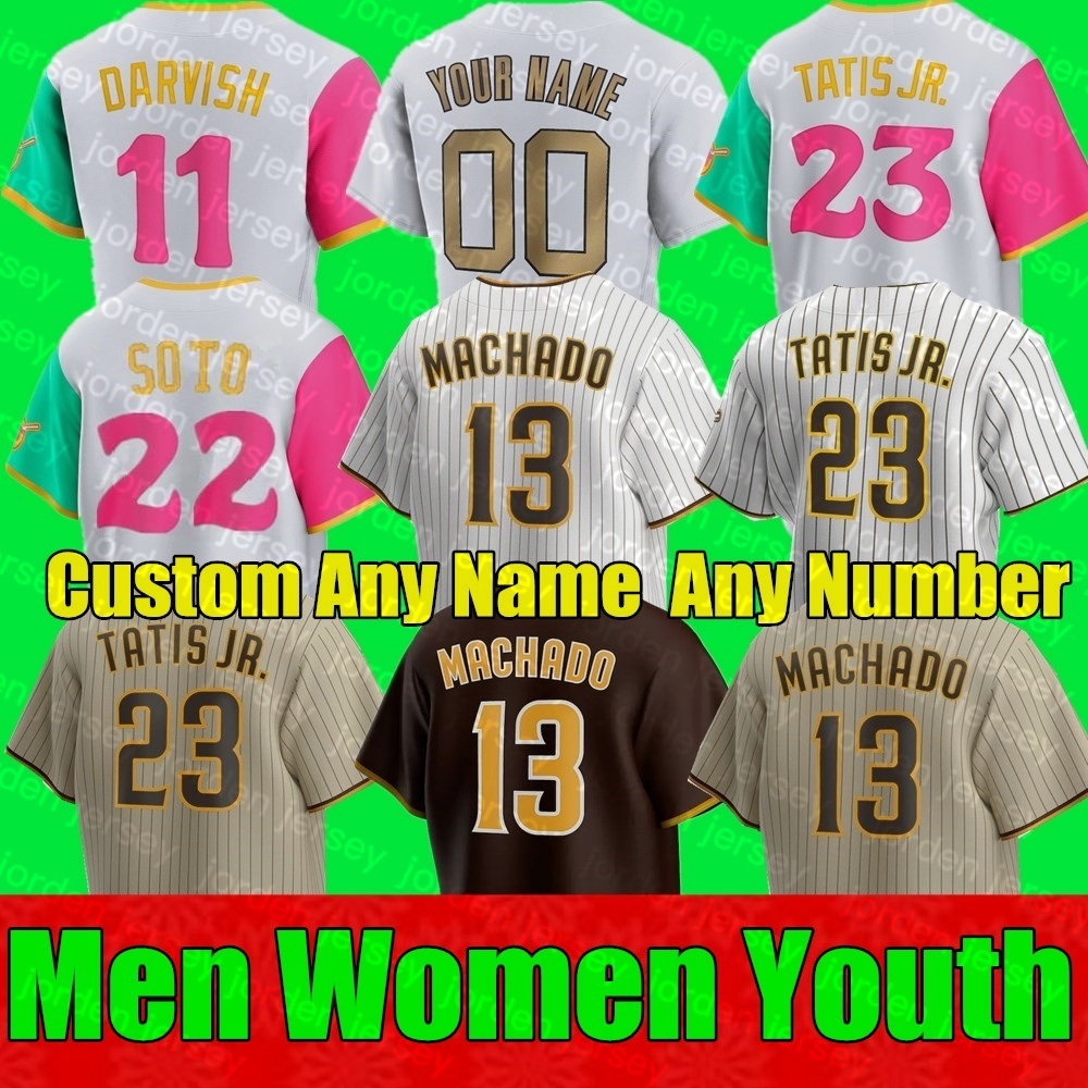 

NEW Baseball Jerseys 2022 City Connect Men Women Youth Baseball Jerseys SAN DIEGO 23 FERNANDO TATIS JR. 13 MANNY MACHADO PADRES JAkE CRONENW, As shown in illustration