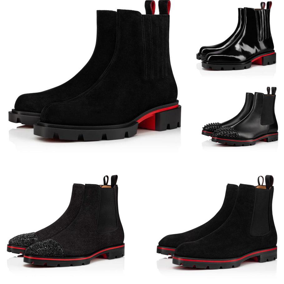 

Designer mens ankle boots short shoes rubber outdoor Walking Alpinono/Melon Spikes STRASS winter fashion shoes genuine leather slip on boot 38-46, 10