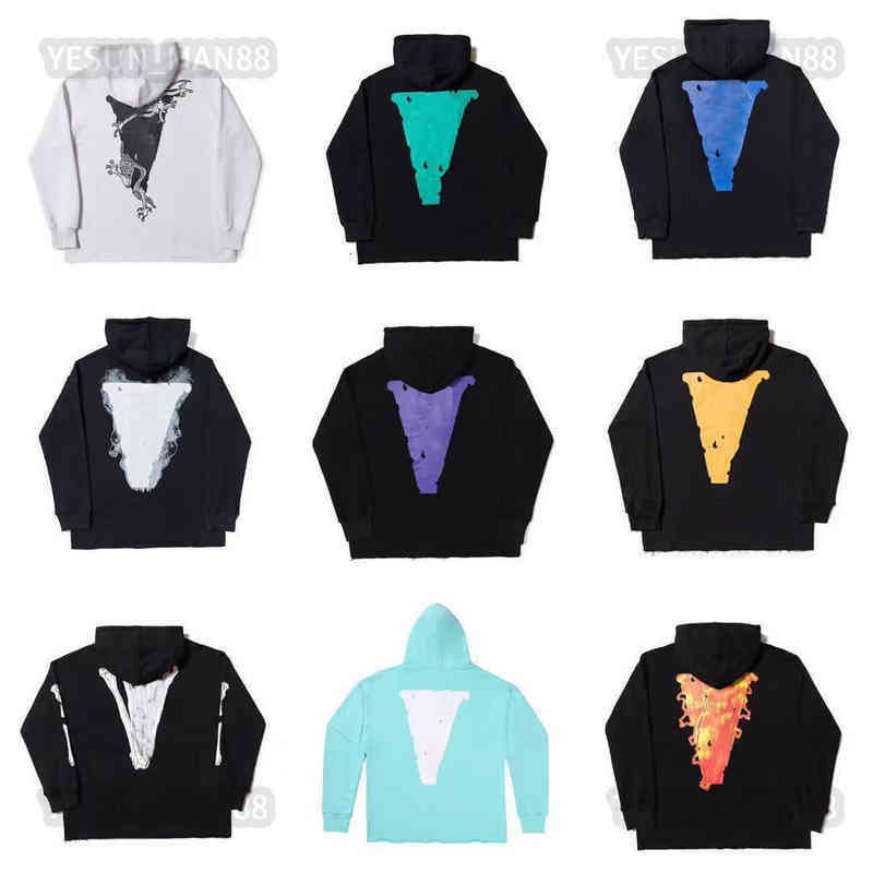 

Men' Hoodies Sweatshirts Designer Vlones Classic Luxury Hoodie Lightning Reflective Large V Printed Autumn And Winter Fashion Mens And Womens High Street Hooded, 22