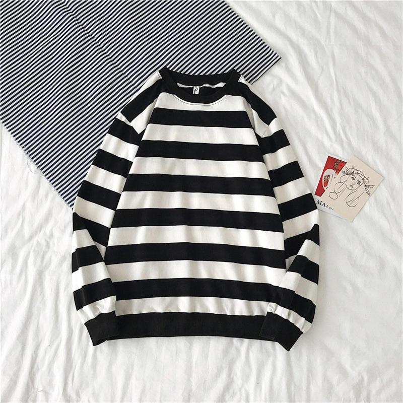 

Men's Hoodies Men Striped Sweatshirts Mens Long Sleeved O Neck Male Loose Autumn Winter Stripe Sweatshirt Pullover Tops Hip Hop Hoodie, Blue