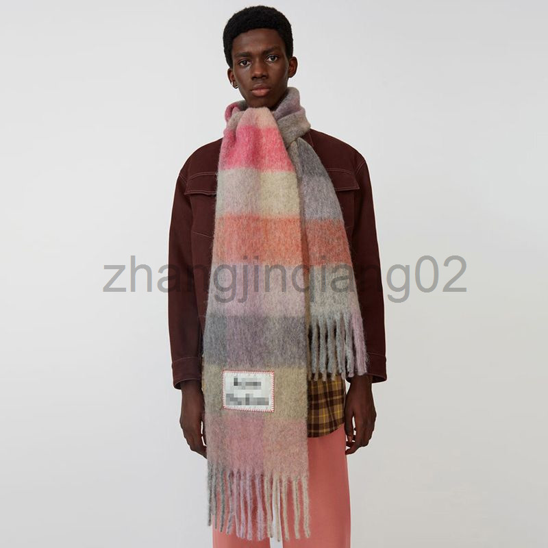 Designer Cashmere Head Acne Studio Scarf For Woman Mens New Casual Fashion Shawl Rainbow Tassel Autumn Winter Thick Warm Student Bib Thickened Shawl