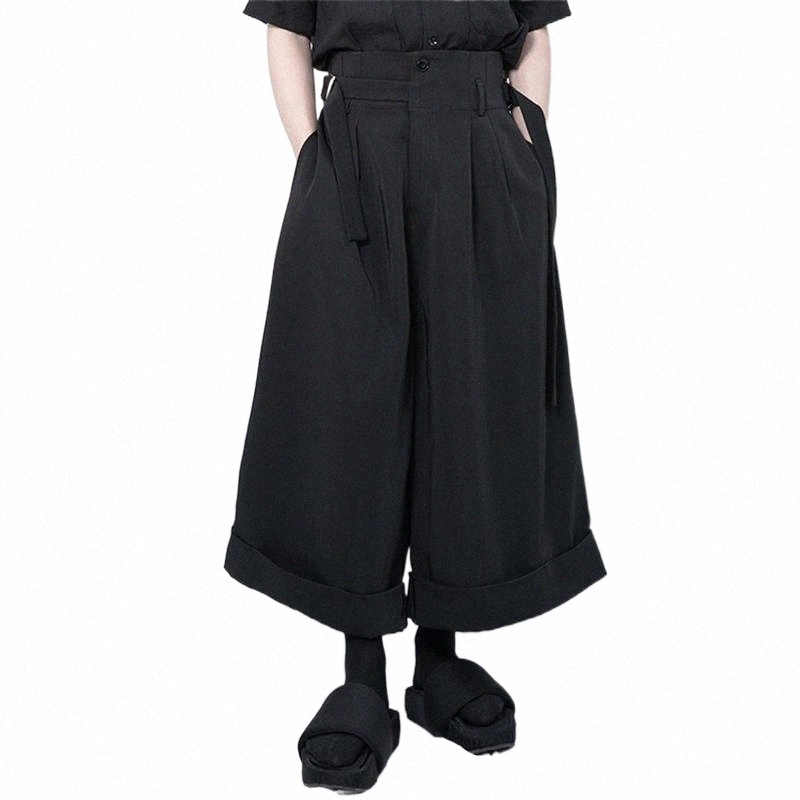 Men's Pants men's Pants 2022 Black Simple Casual Large Wide Leg Trouser Skirt Loose Hem Spring e7Sb#-image-801609979