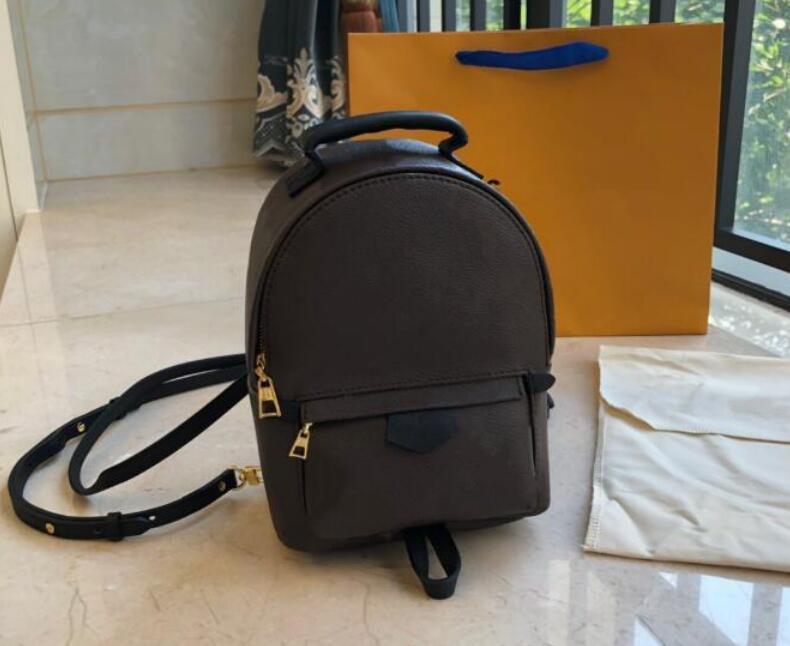 

2021 High Quality Fashion Pu Leather PALM SPRINGS Mini Women Bag Children School Bags Backpack Lady Travel Backpacks Style M44873 M44872, Brown