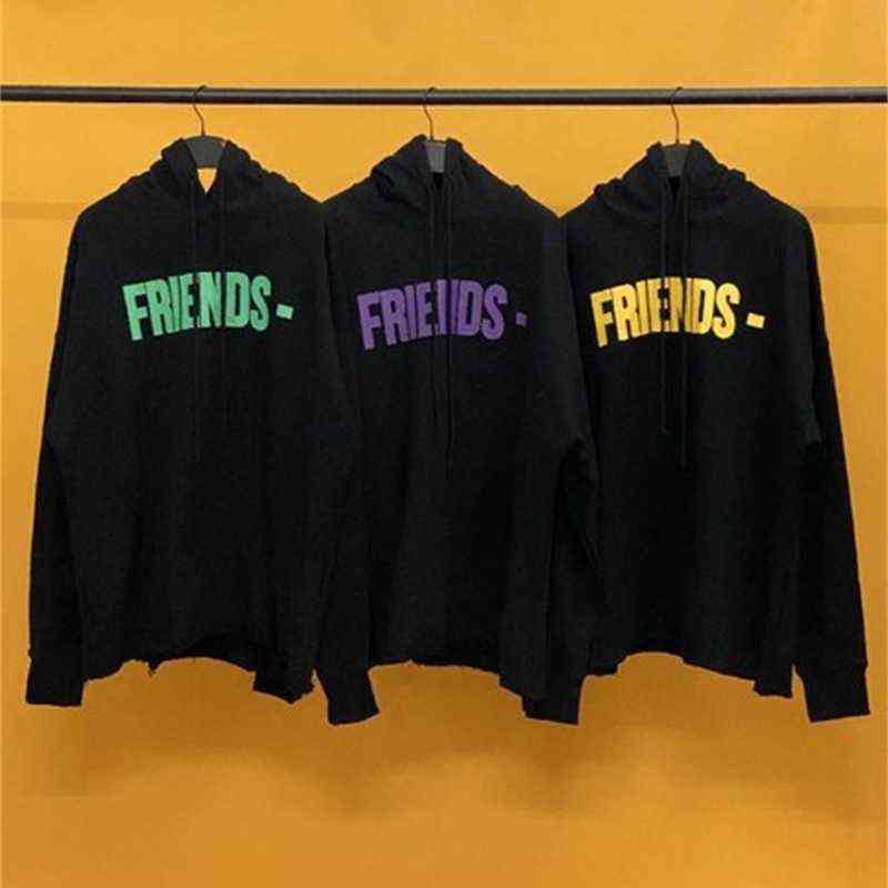 

Men' Hoodies Sweatshirts Correct version of trendy vlones friends letter large V printed men' and women' hooded Terry Sweater Hoodie, Purple