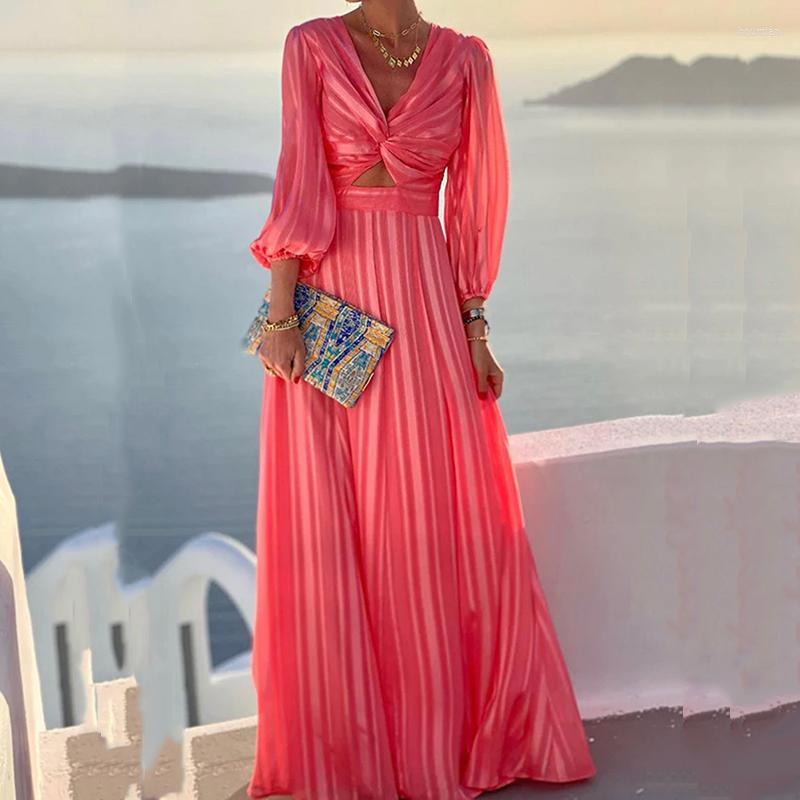 

Women' Two Piece Pants Women Elegant Solid Color Long Sleeve Dress Autumn Casual Slit Boho Beach Mujer Sexy Hollow Out Deep V Pleated Party, 01 red