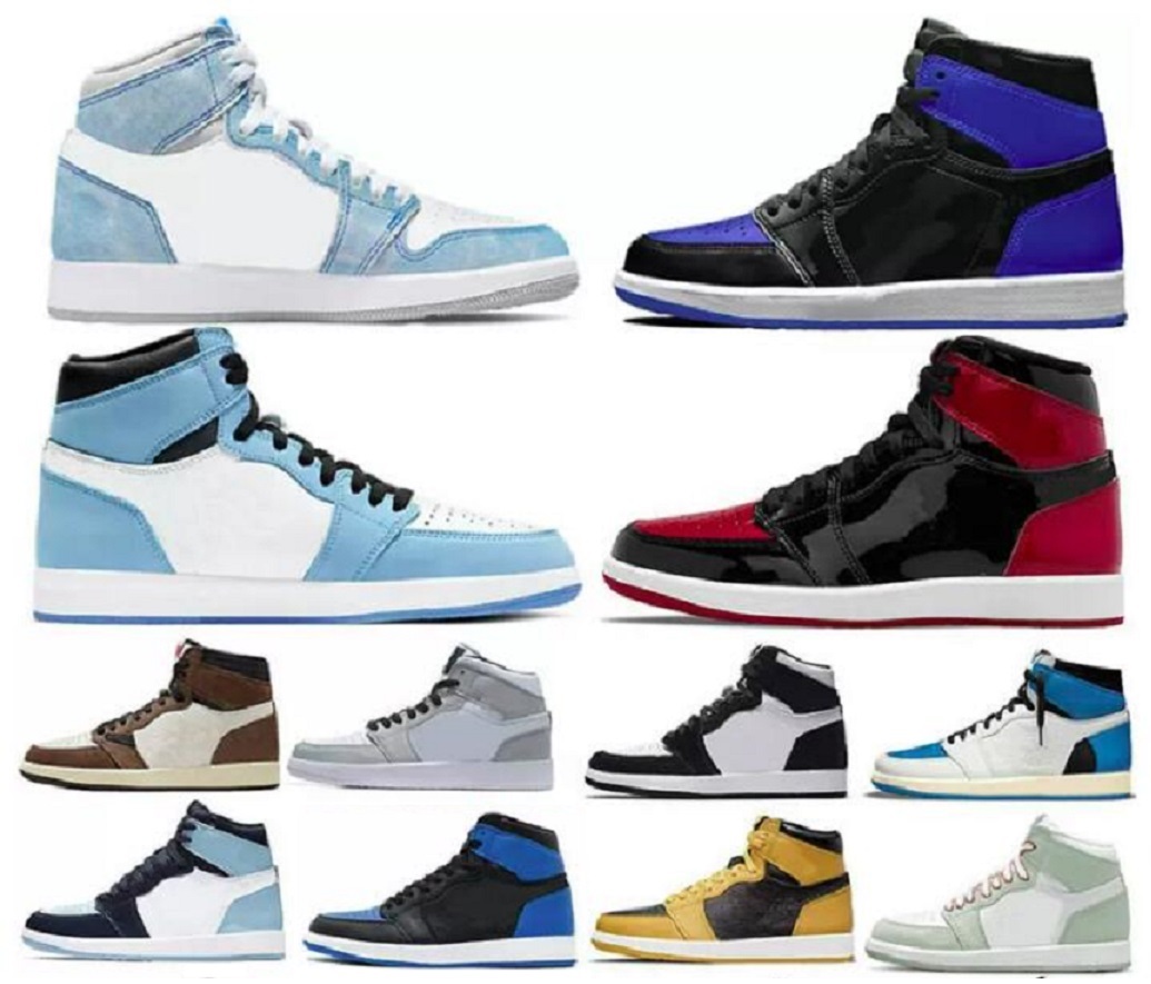 

Basketball Shoes Sneakers Trainers High Pine Green Black Court Purple Royal Bred Toe Smoke Grey Game Big kids Jumpman 1 1S Og Unc Obsidian, 10