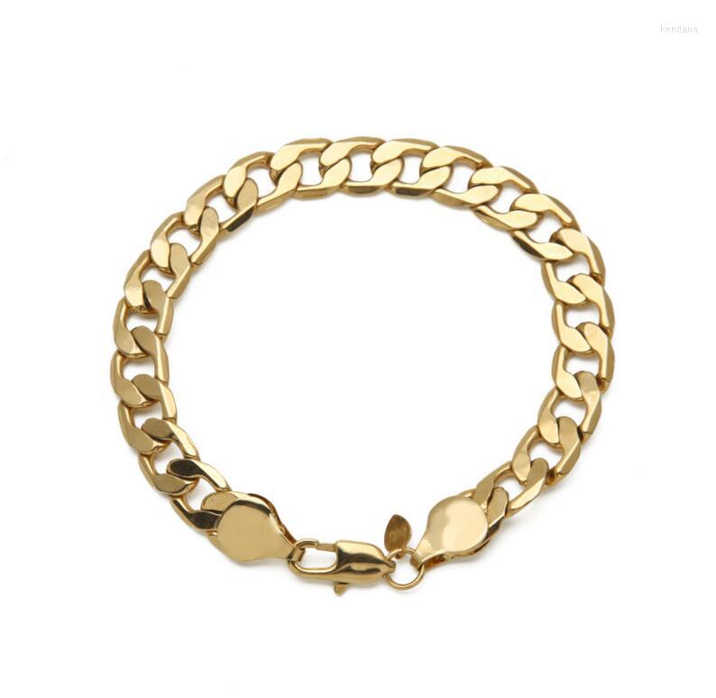 

Link Bracelets Men Bracelet Gold Color Wide 21.5cm Stainless Steel & Bangle Male Accessory Hip Hop Party Rock Jewelry
