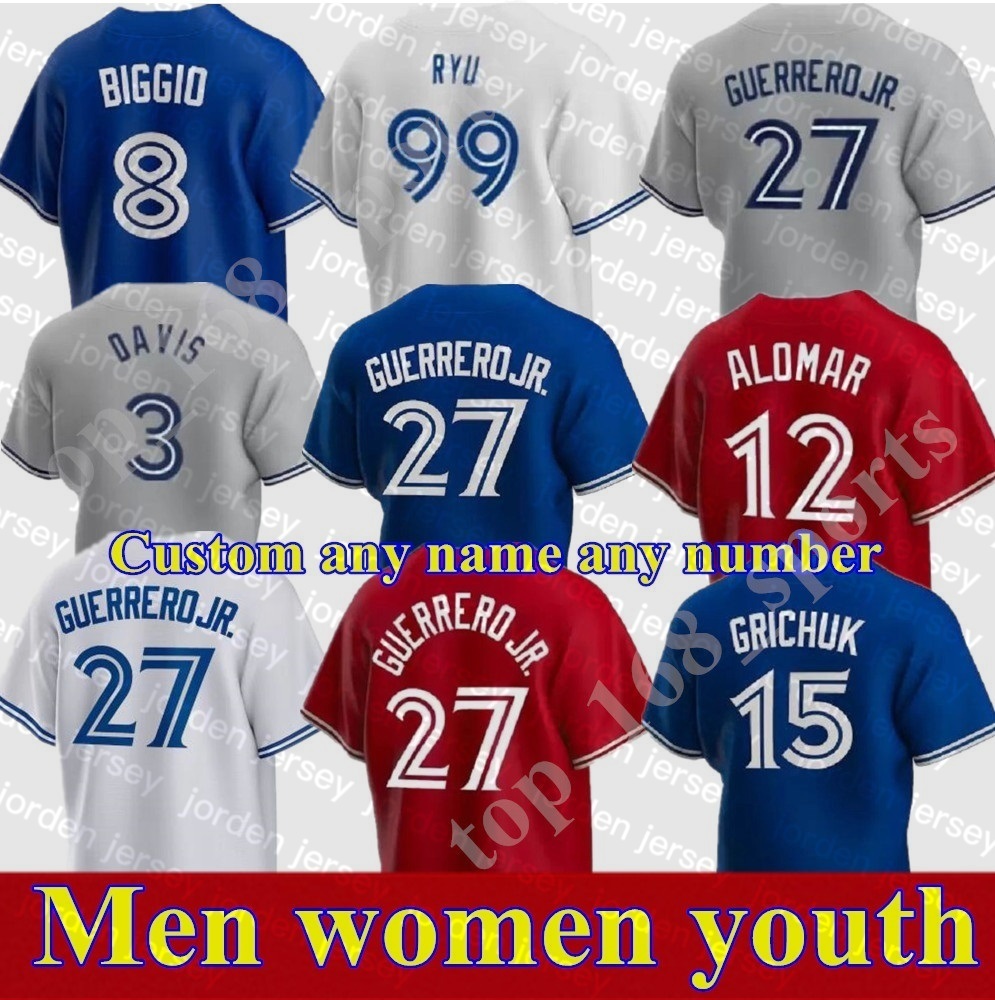 

NEW Baseball Jerseys New Men Women Youth kids Jersey VLADIMIR GUERRERO JR. CAVAN BIGGIO HYUN-JIN RYU YAMAGUCHI RANDAL TORONTO GRICHUK DRURY, As pic