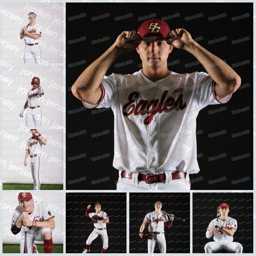 

NEW Baseball Jerseys NCAA Boston College Eagles Baseball Jersey Custom 100% Embroidery White Jersey Stitched
