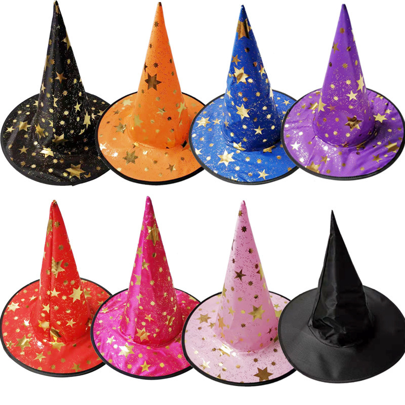 

2022 new fashion pentagram party cosplay Halloween hat personality unisex wizard pointed hat, Pink