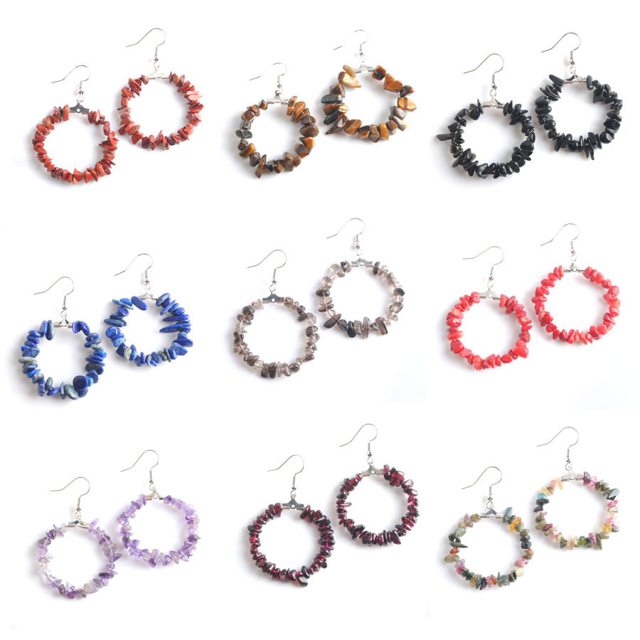 

Minimalist Female Chip Red Coral Dangle Earrings Charm Circle Hoop Earr For Women Garnet Stone Wedding cjeweler BW907