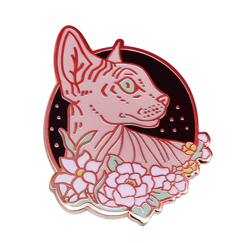 

Other Fashion Accessories Cute Sphynx With Flowers Cat Enamel Brooch Badge Hairless Cat Lapel Pins Alloy Metal