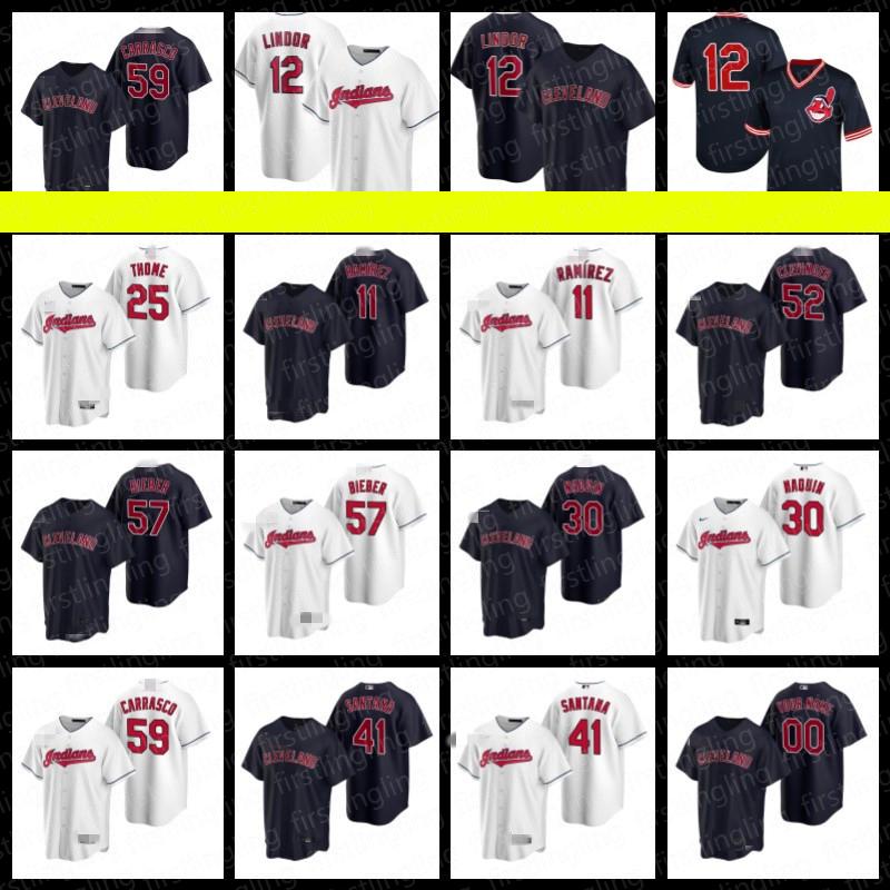 

Cleveland 11 Jose Ramirez Indians Jerseys 12 Francisco Lindor Shane Bieber Baseball James Karinchak Roberto Perez Cesar Hernandez Mercado, Custom flex base men jersey