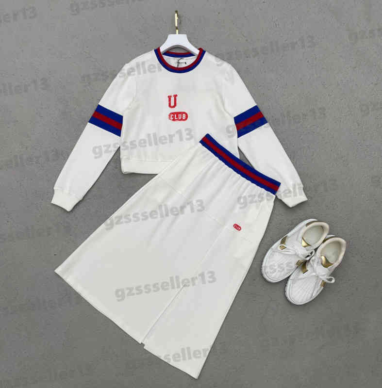 

Luxury WomensTwo Pieces Dress Fashion Brand Letter Logo Print Sweatshirt And Slit Skirt Two-piece Sets Designer Women Clothing 0912, 12