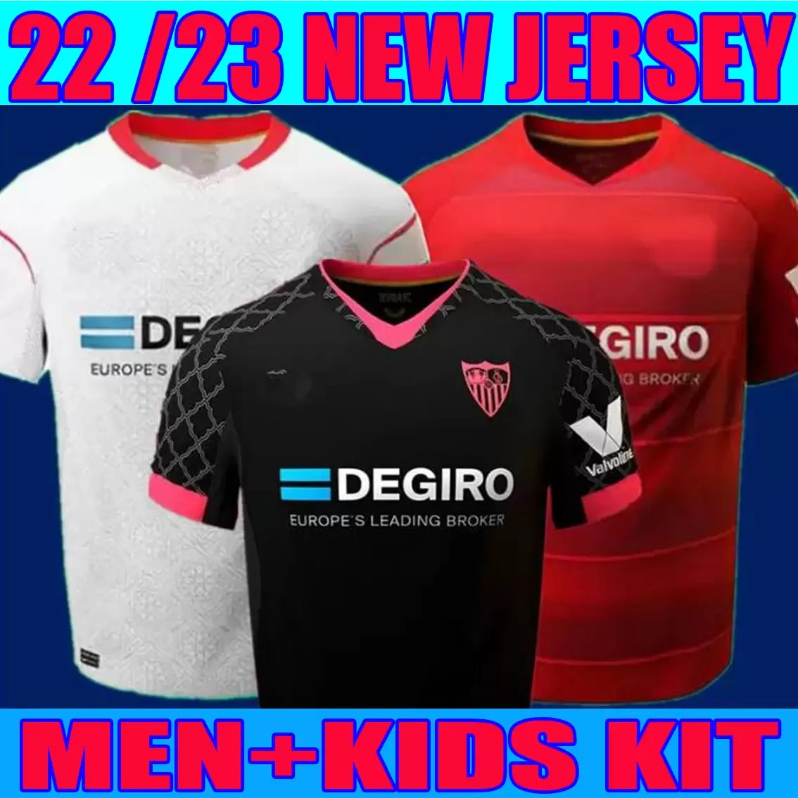

22 23 Camiseta SevillaS Soccer Jerseys DE JONG PAPU GOMEZ J.NAVAS SUSO 2022 2023 Home White Away Red Third Black Men Kids Kit Football shirt jersey