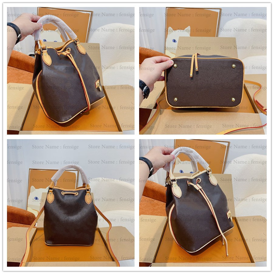 

2022 Luxury Designer Vintage Bucket Bag Womens Fashion Retro Style Shoulder Crossbody Bags Monograms Leather Printed Handbag, 01