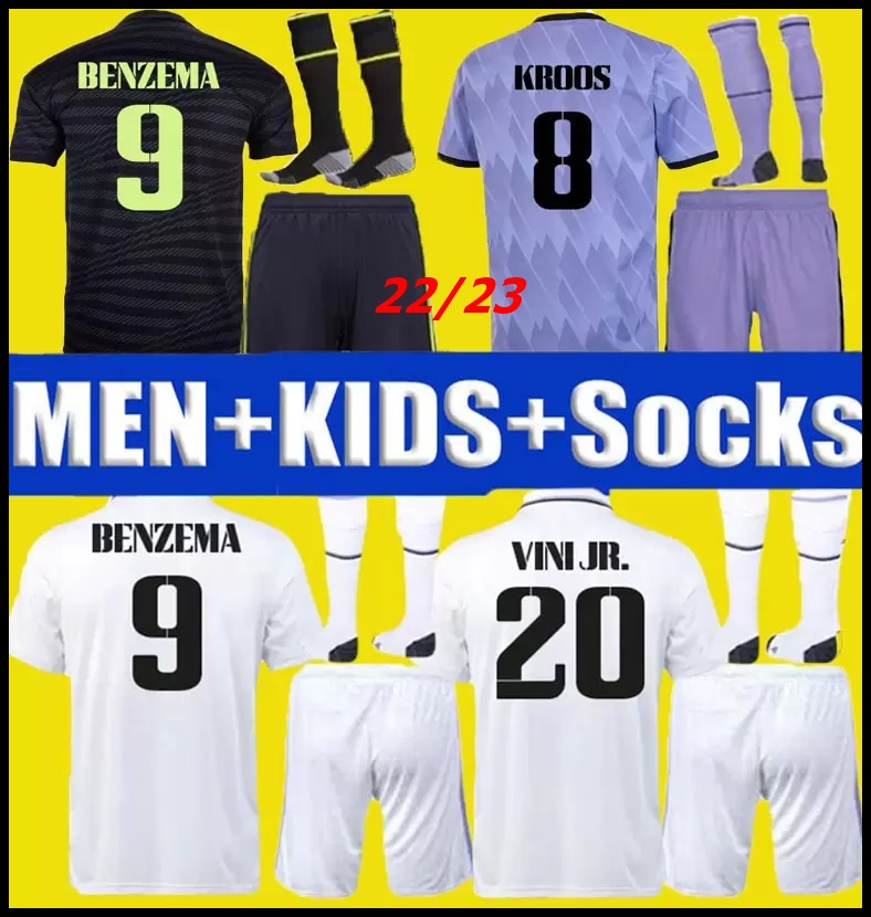 

BENZEMA soccer jerseys 22 23 football shirt VINI JR CAMAVINGA ALABA HAZARD ASENSIO MODRIC MARCELO REAL MADRIDS 2022 2023 camiseta aldult men kids kits Top uniforms, 23 away+u c l