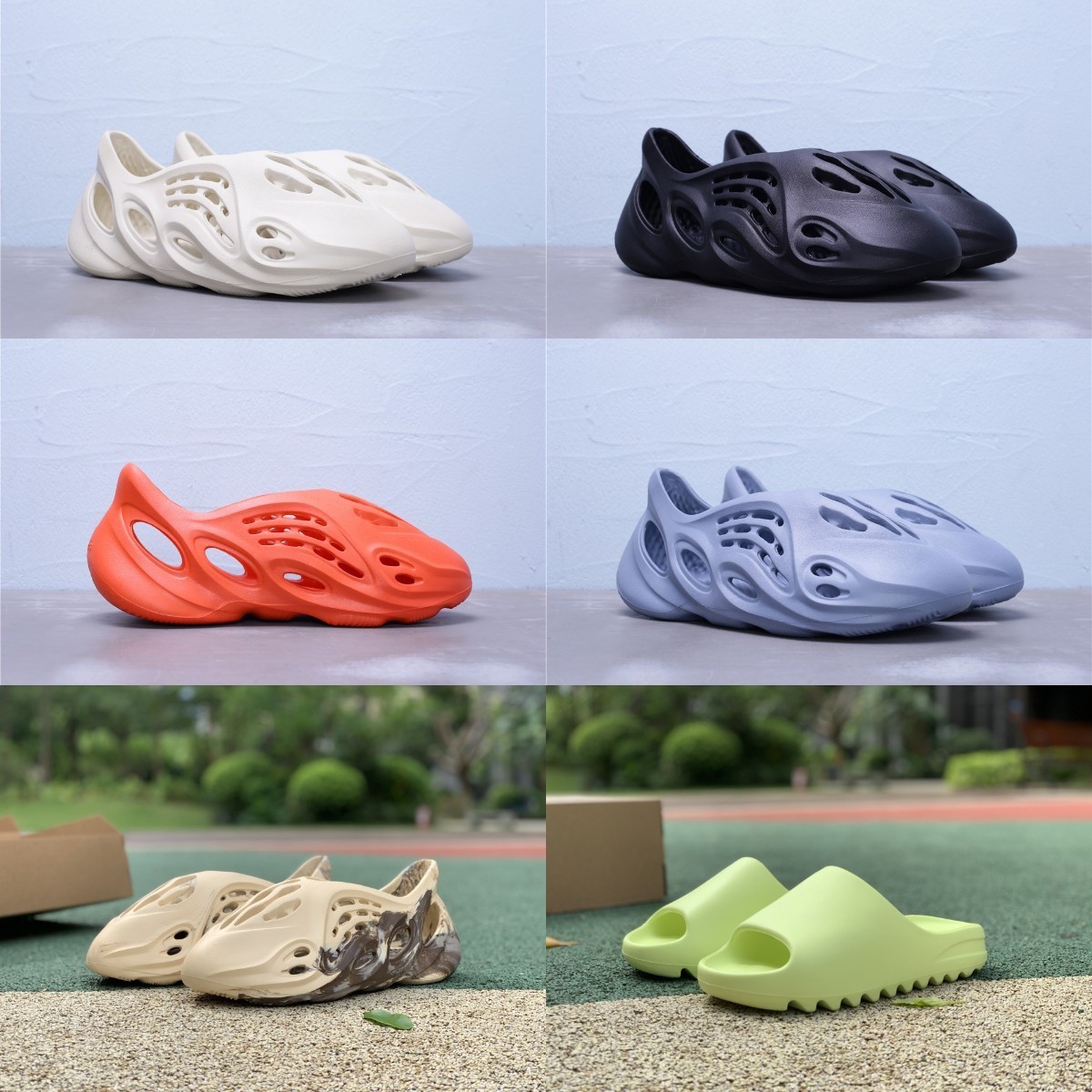 

Running Shoes 2022 New Box Foam Runner Slipper Sandalsneakers Men Women Resin Desert Sand Bone Triple Enflame Orange Black Soot Earth Brown Fashion Slides T01, Shau