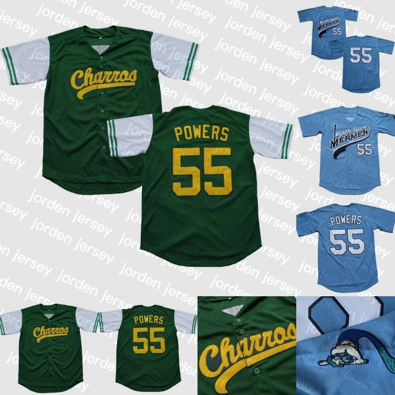 

NEW Baseball Jerseys Mens Kenny Powers #55 Eastbound and Down Mexican Charros Kenny Powers 100% Stitched Movie Baseball Jersey Green Blue Fa, 55 blue