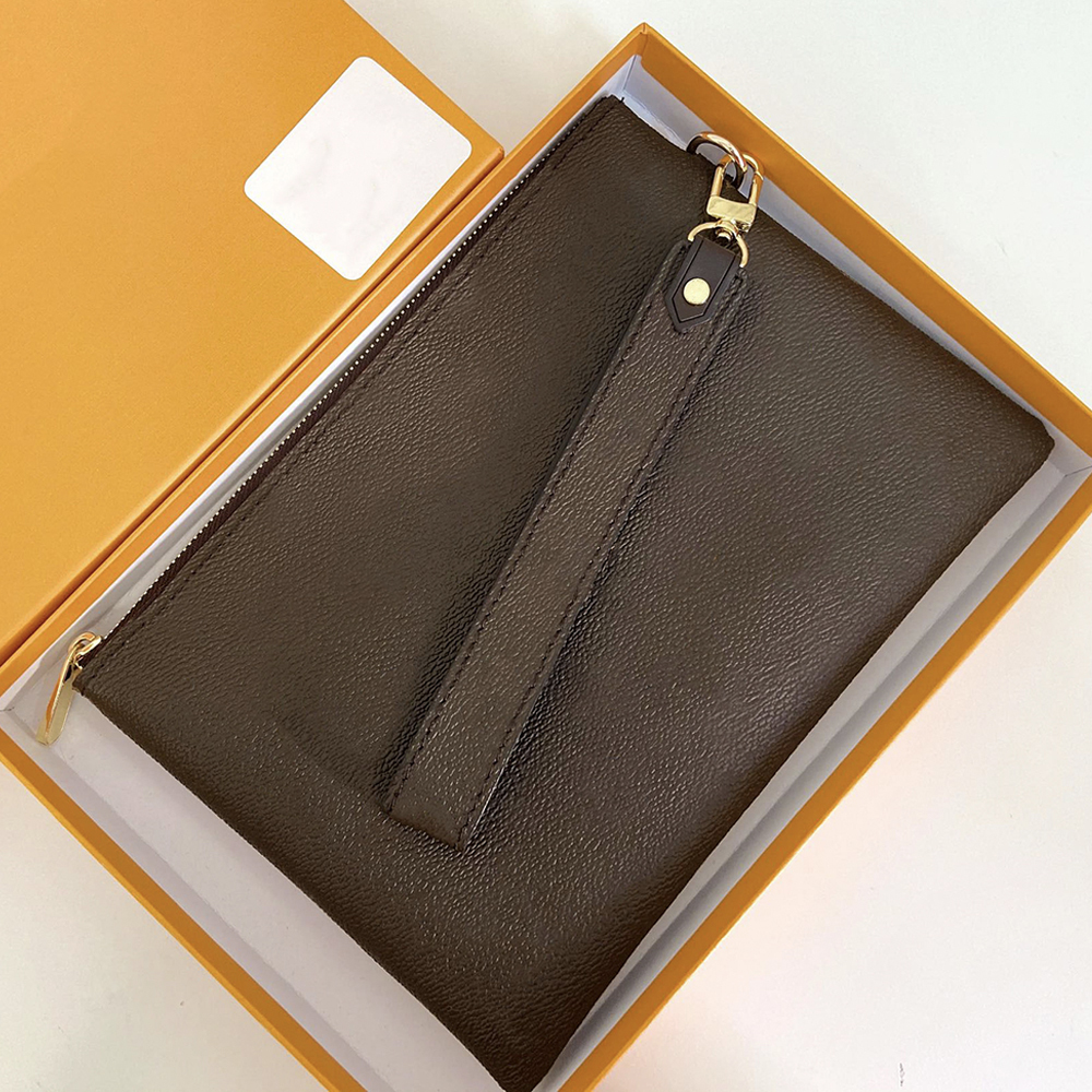 

City Clutch Bag Woman Luxury Designer Clutches Women Wristlet Phone Purse Fashion Lady Mini Pochette Handbag Pouches Leather Print Men Wrist Wallet bolso mujer, Brown flower