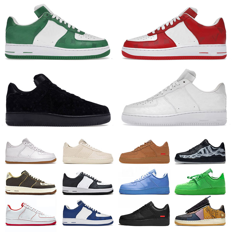 Designer Virgil Ablohs Basketball Shoes Mens Womens 1 One Low Mca Cactus Jack Light Green Spark Brown White Gum Beige Skeleton What The Sneakers Tra