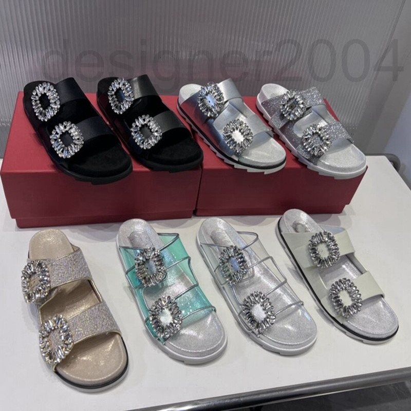 Chaussures habillées Designer RV Chaussures pour femmes Square Boucle Slippers Portez des bas plats de mode 2022 NOUVEAU NET Sandales de plage ro