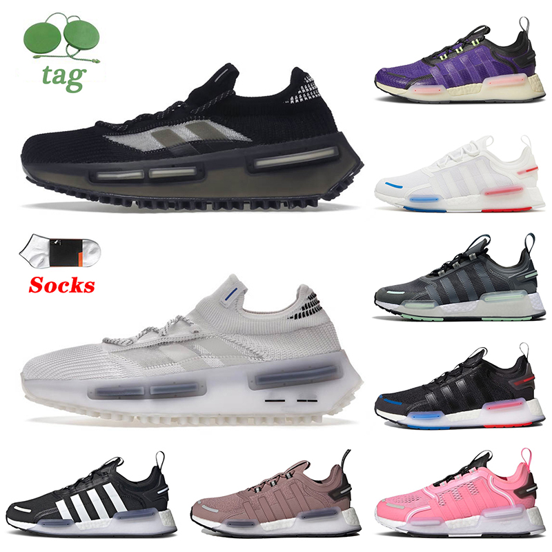 

With Socks NMDs1 Women Mens Running Shoes NMD R1 v2 v3 Edition 1 White OG Black NMDs Paris Beige Utility Green Legend Ink Signal Green Solar Pink Grey trainers sneakers, B10 triple white 36-45