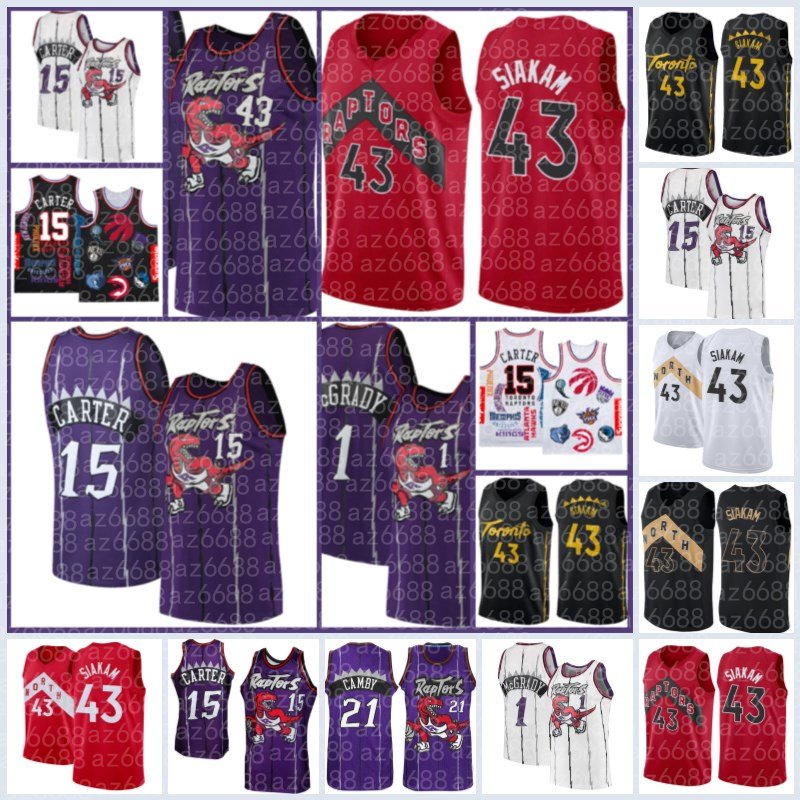 

Tracy McGrady Vince Carter 15 Basketball Toronto''Raptors''Jersey Marcus Camby Pascal Siakam 2022 New Men