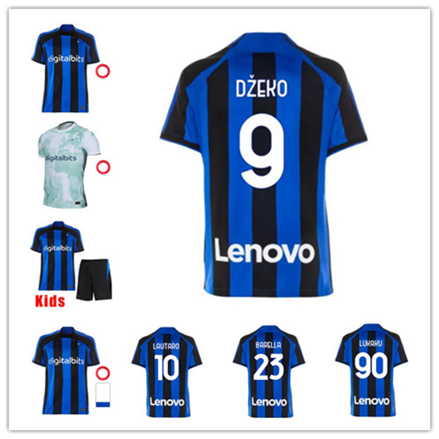 

soccer jersey LUKAKU 22 23 BARELLA VIDAL LAUTARO ERIKSEN INTERS DZEKO CORREA AWAY THIRD MILANS UNIFORMS TOPs football shirt 2022 2023 men kids kit, 22/23 men home + patch2