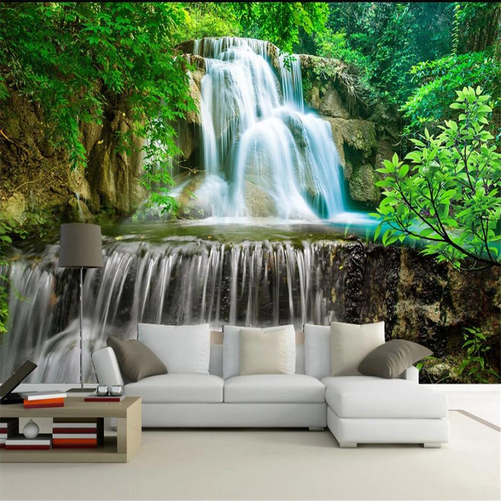 

Customized large murals green trees beautiful scenery modern wallpaper for living room