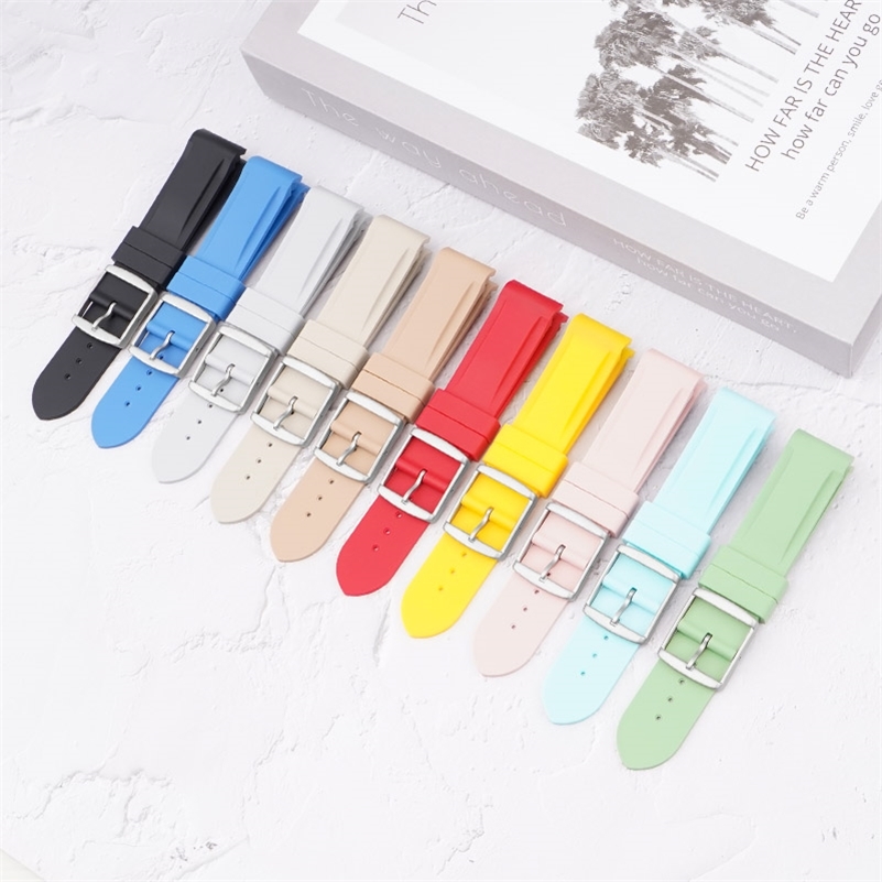 

Watch Bands Curved End 20mm Rubber Strap Suitable for Moon Colorful band Fashion Acessories 220912