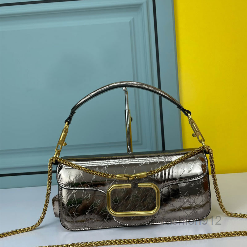 

Evening Bags Rivet Baguette Bag Sliding Chain Crossbody Bags Top Handle Handbag Fashion Shoulder Bags Sheepskin Purse Brass Hardware Genuin