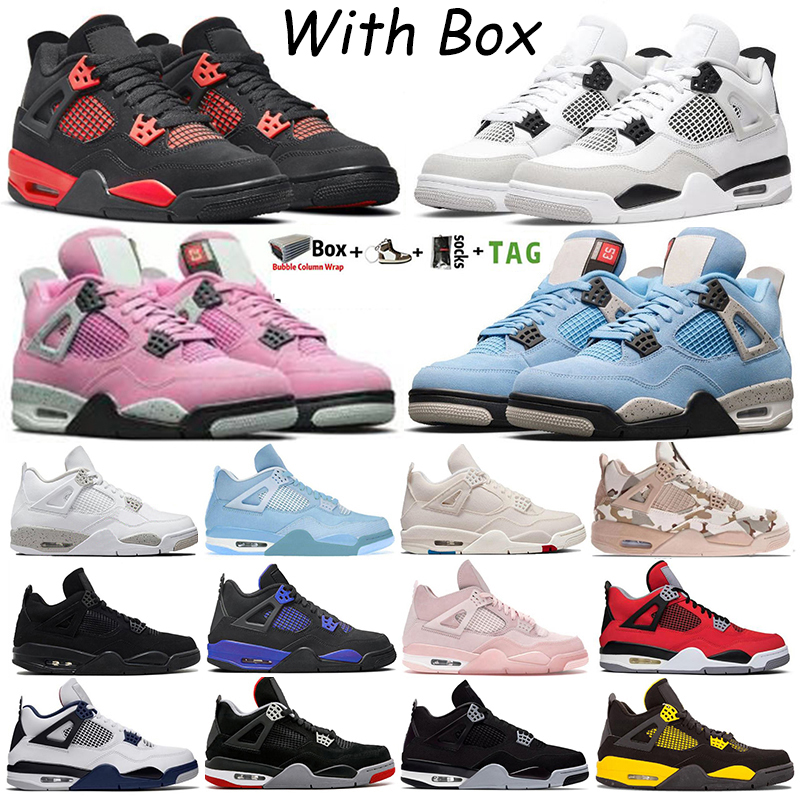 

2022 With Box Mens Basketball Shoes Jumpman 4 High OG 4s University Pink Blue Sail Military Black Canvas White Oreo Red Thunder Black Cat Women Sneakers Trainers