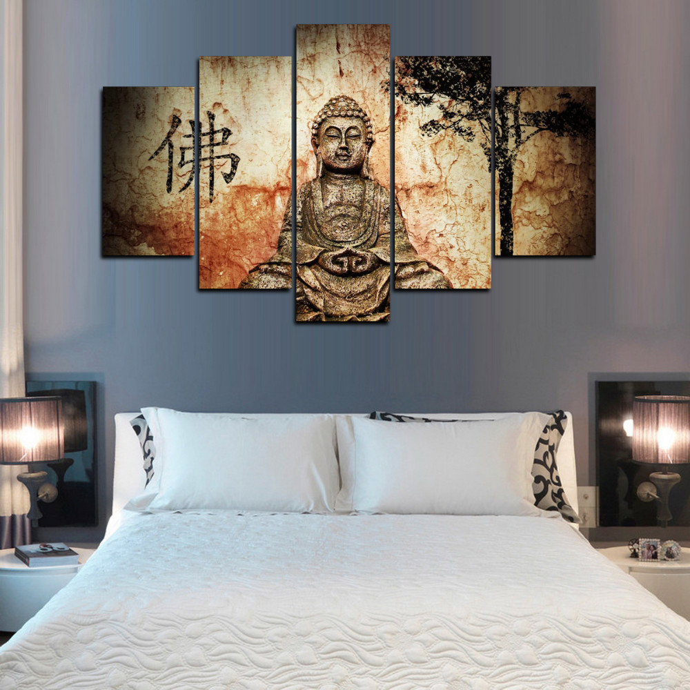 

Painting 5 Panels Zen Buddha Vintage Poster Print Feng Shui Abstract Canvas Art Wall Picute for Living Room Scandinavian Decor NO FRAME