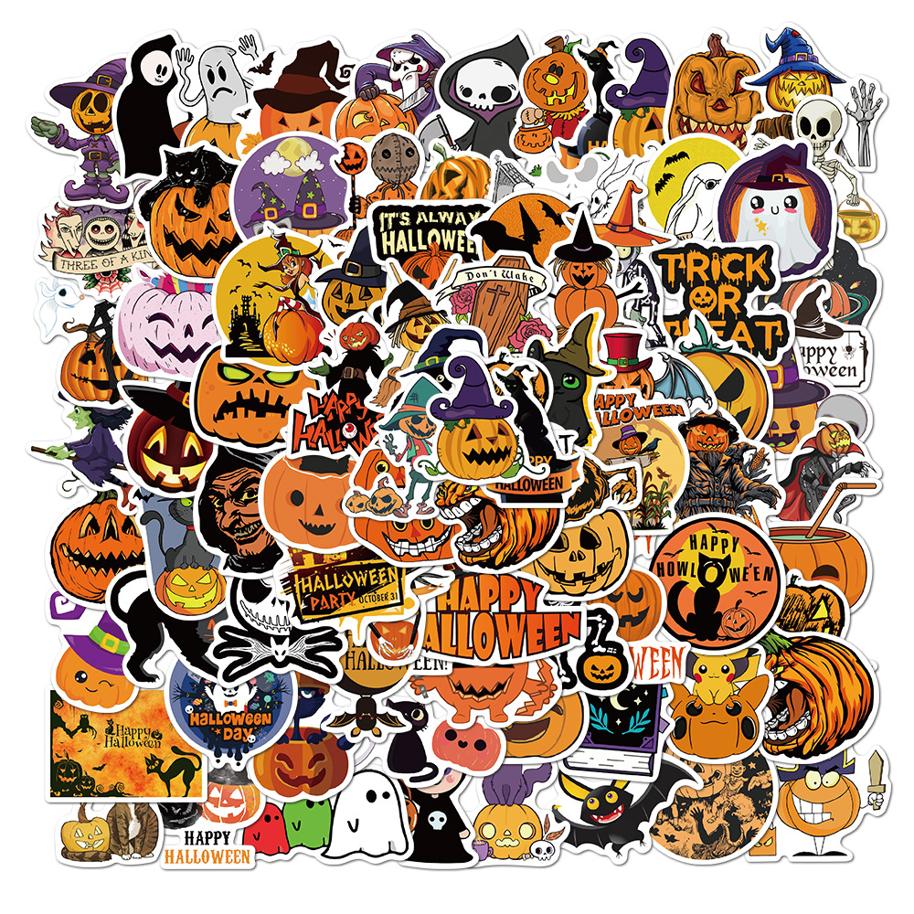 

100 Pcs Sticker Halloween Decals Stickers Surprise Bulk Weird Pumpkin Ghost Mixed Cool Stickers Packs for Child