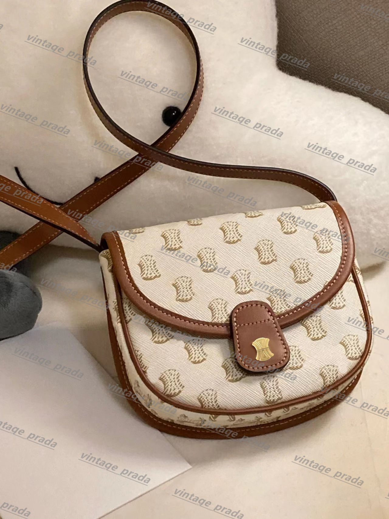 

TEEN TRIOMPHE BESACE Designer Shoulder Bag clutch flap tote smooth leather metal sign Women's men saddle crossbody Adjustable shoulder straps handbag Bags U5SF, Mon0gram black