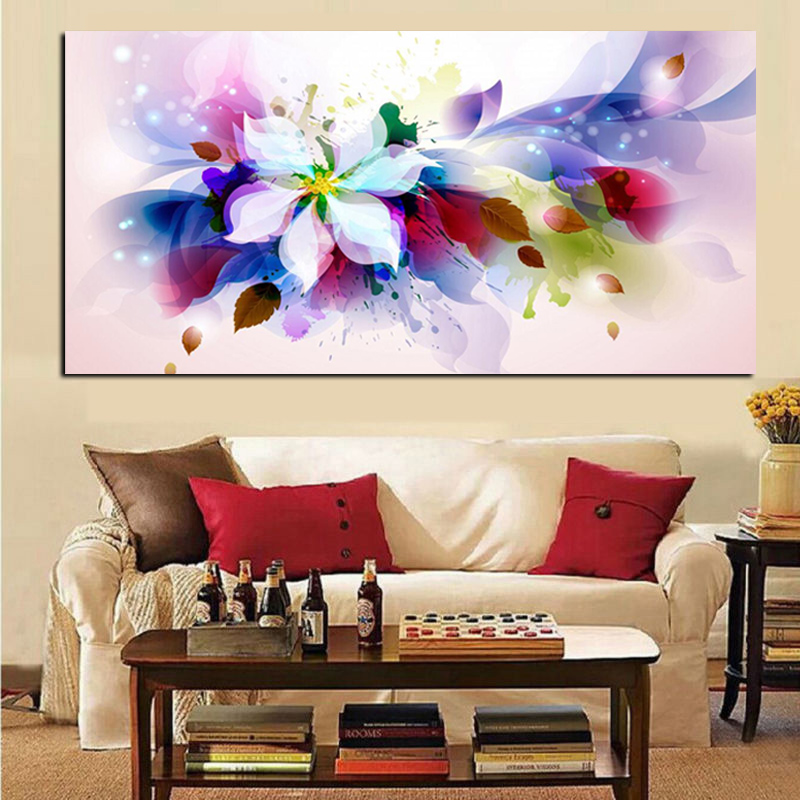 

YWDECOR Large Size 3D Watercolor Flower Abstract Canvas Pop Art HD Print Painting Poster Picture Wall Picture for Living Room