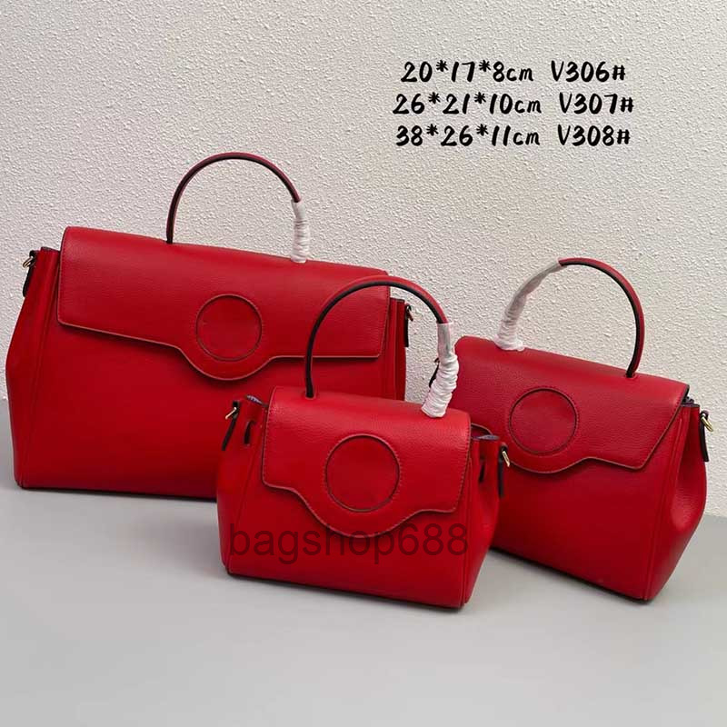 

designer bag Capacity Large Package Handbag Tote Bag Crossbody Shoulder Bags Plain Cowhide Leather Gold Chain Removable Strap Newest, Red