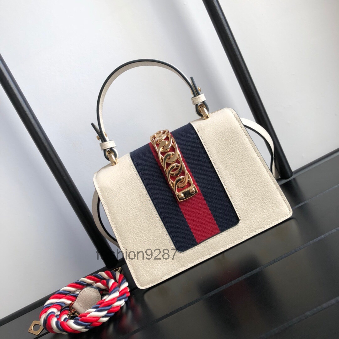 

TOP Exquisite Workmanship Crossbody Bags Sylvie Colorful Shoulder Strap WOMEN Small Handbags Golden Hardware 2022, White